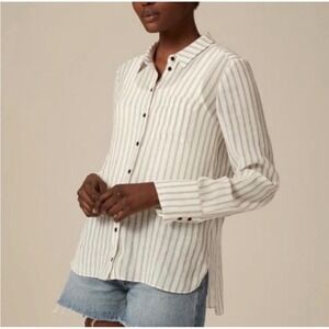 ME+EM Striped Button Down Shirt 12 Classic preppy designer minimalist casual